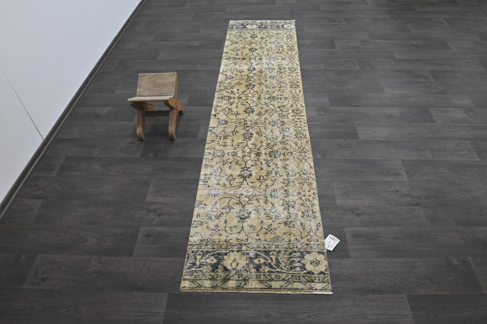 Vintage Turkish Runner Rug 2x9ft Wool Anatolian Handmade Hallway Oushak BEIGE