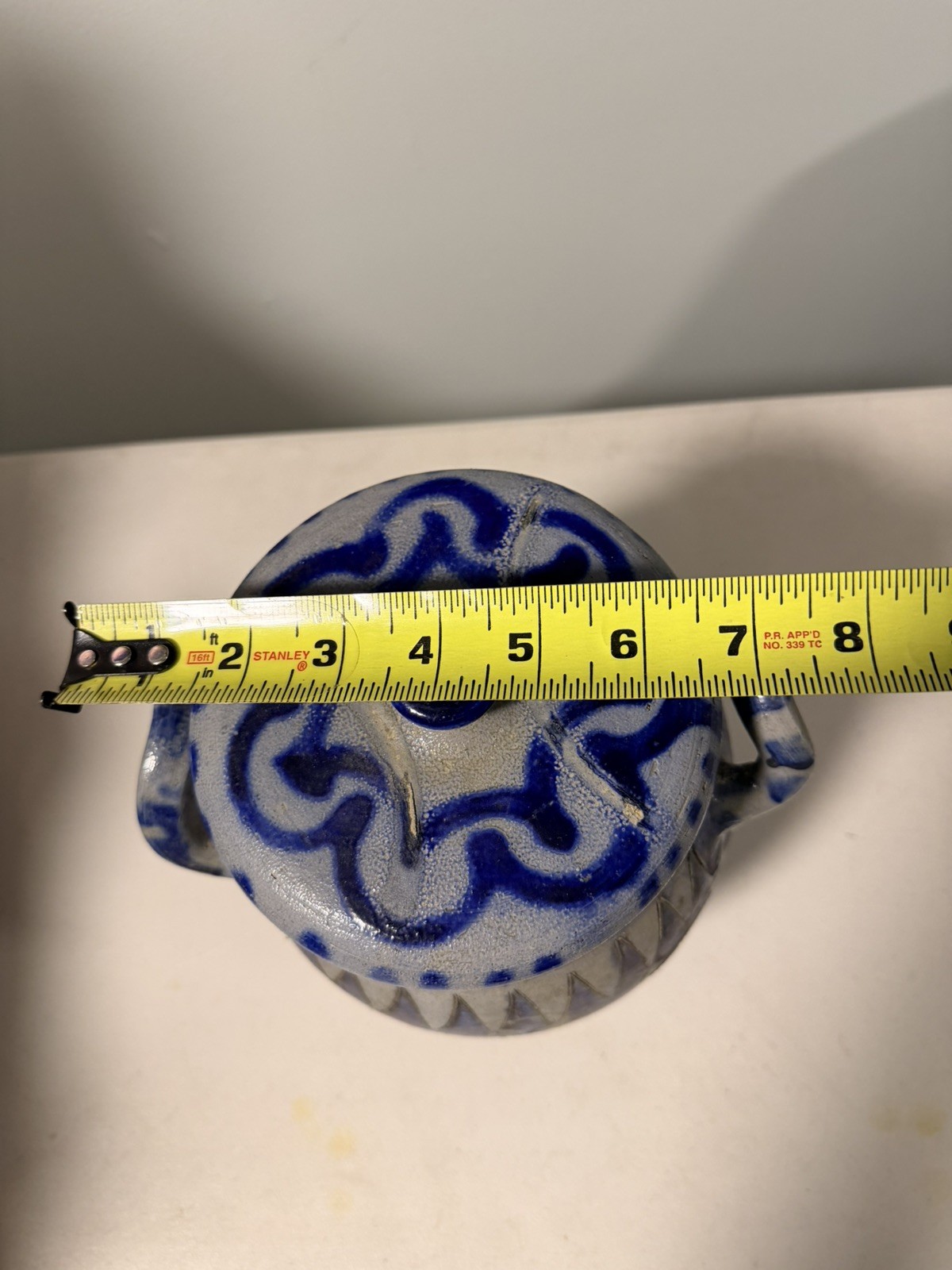 Antique German Westerwald Salt-Glazed Stoneware Crock Cobalt Blue With Handles