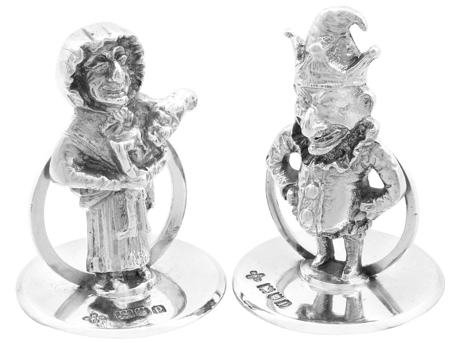 Antique George V Sterling Silver ‘Punch and Judy’ Card/Menu Holders