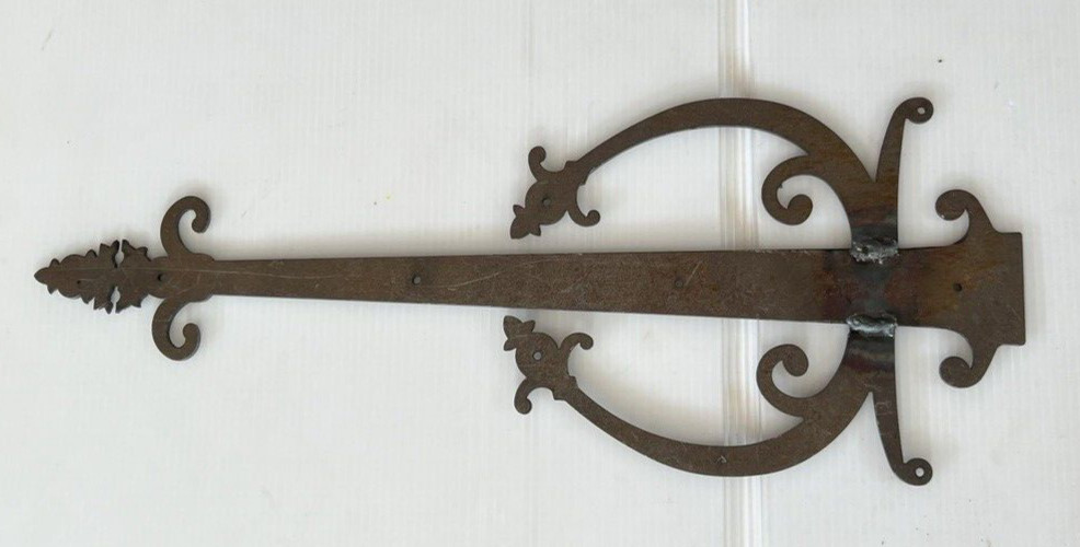 Large Hand Forged Iron Door Hinge Plate Wrought Hinges 16″ Antique ?