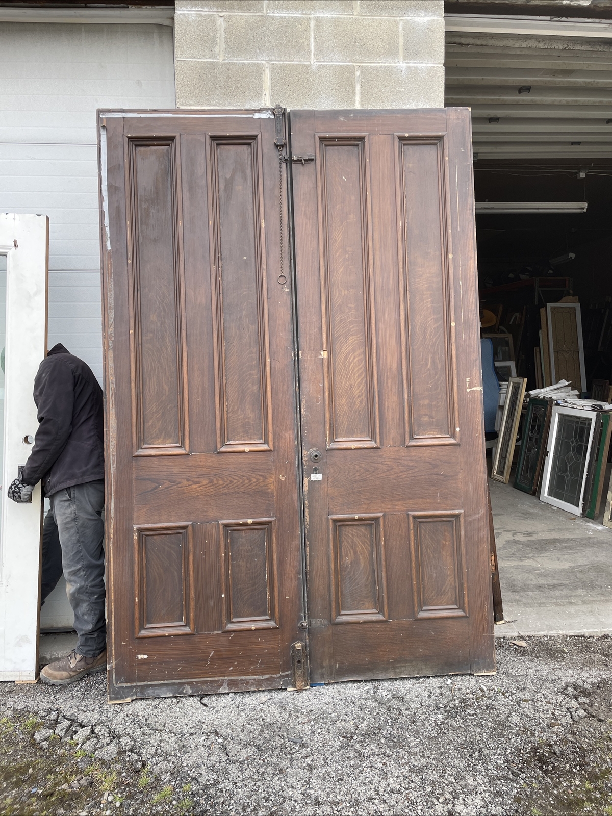 Mark Wheel 1 Pair antique wood grain double doors 56.5 X 101/2“ Highs 1.75