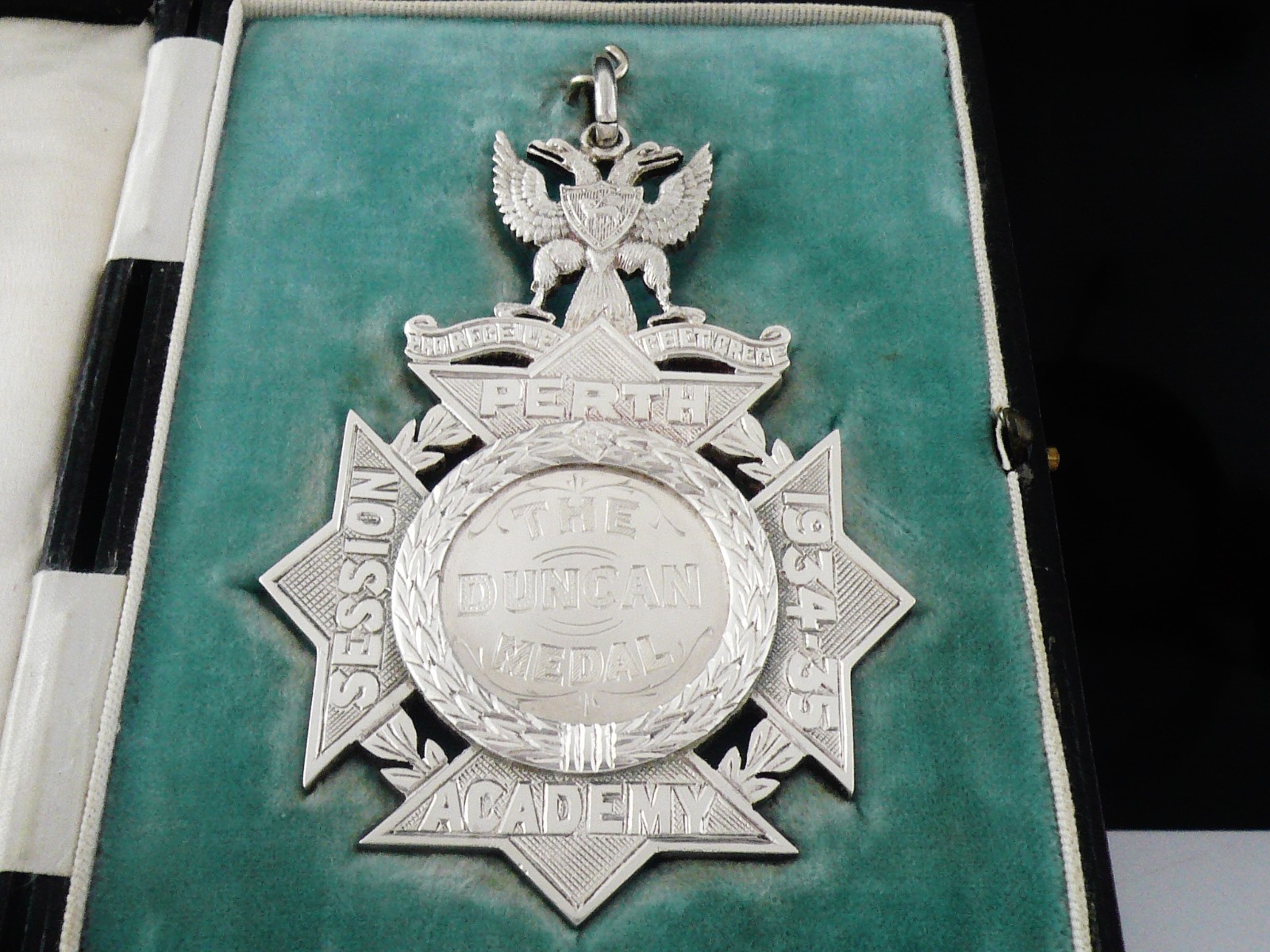 Cased Scottish Provincial Silver School DUX Medal Perth Academy, D McGregor & Co