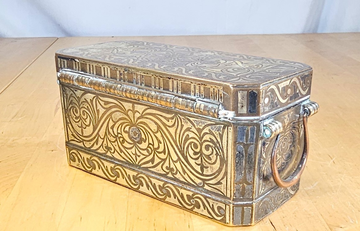 1890s Mindanao Philippines Betel Nut Lime Box Bronze Silver Antique Heavy
