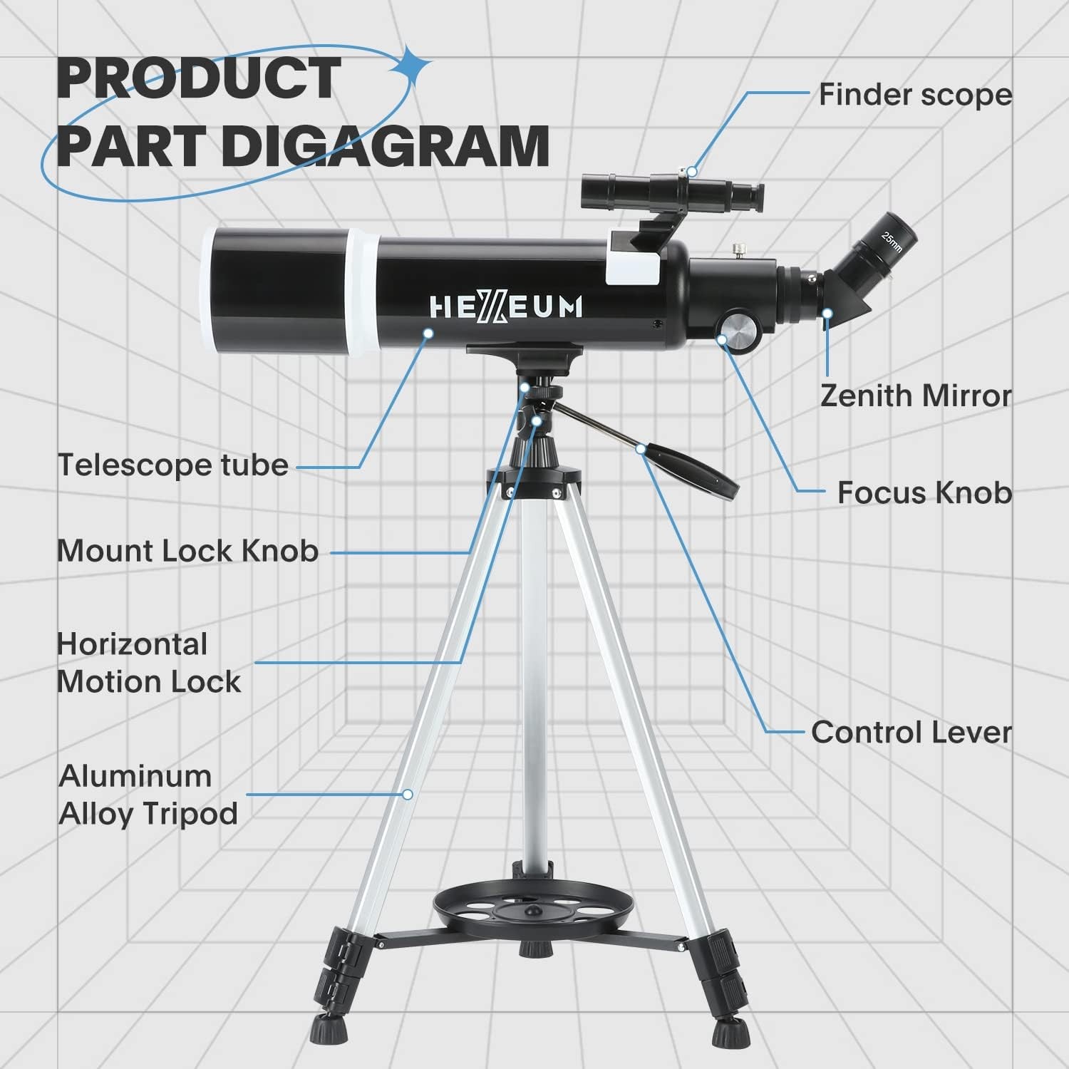 Telescope for Adults & Beginner Astronomers – 80mm Aperture 600mm 80600Black