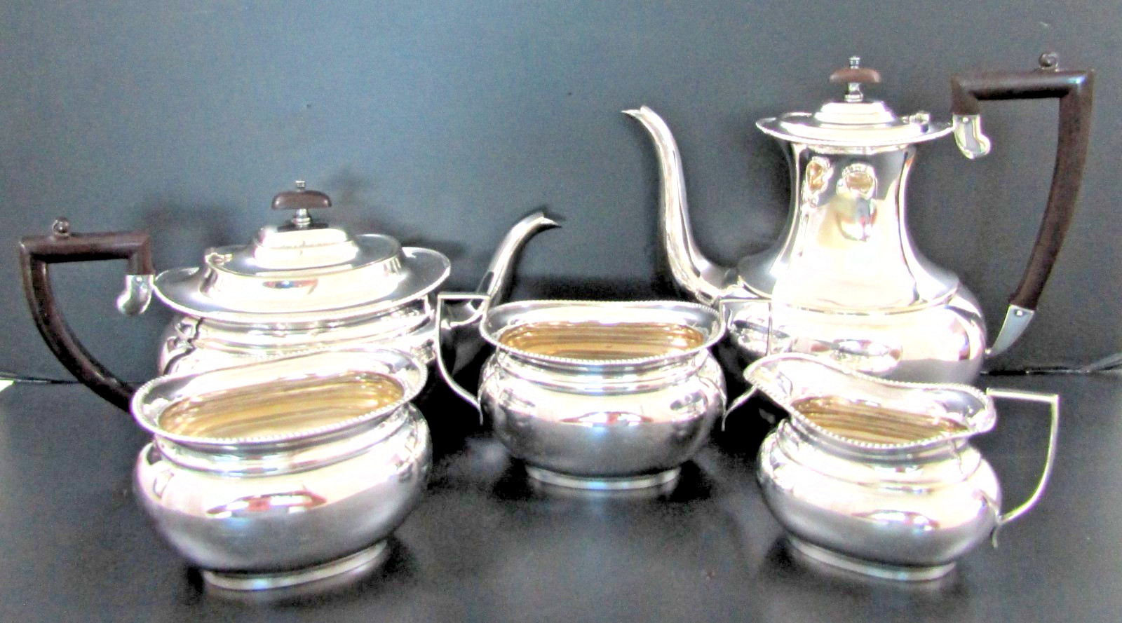 Antique Yeoman Plate England Coffee Pot and Teapot Set of Five c. 1920s