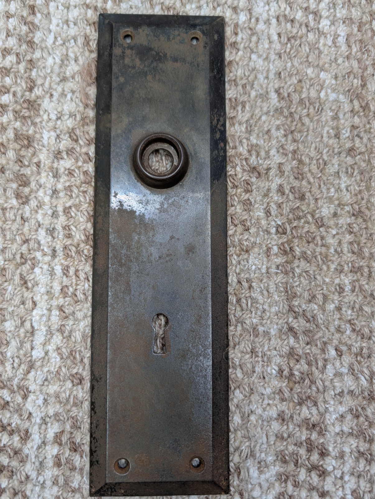 2 3/4″ x 10″ Antique Stamped Steel Door Knob Plate