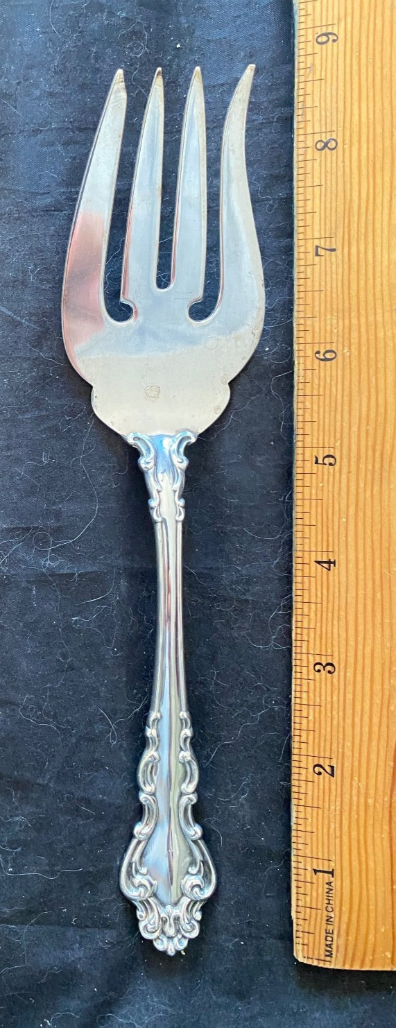 REED & BARTON STERLING SILVER SPANISH BAROQUE 1 COLD MEAT FORK SUPER SHAPE