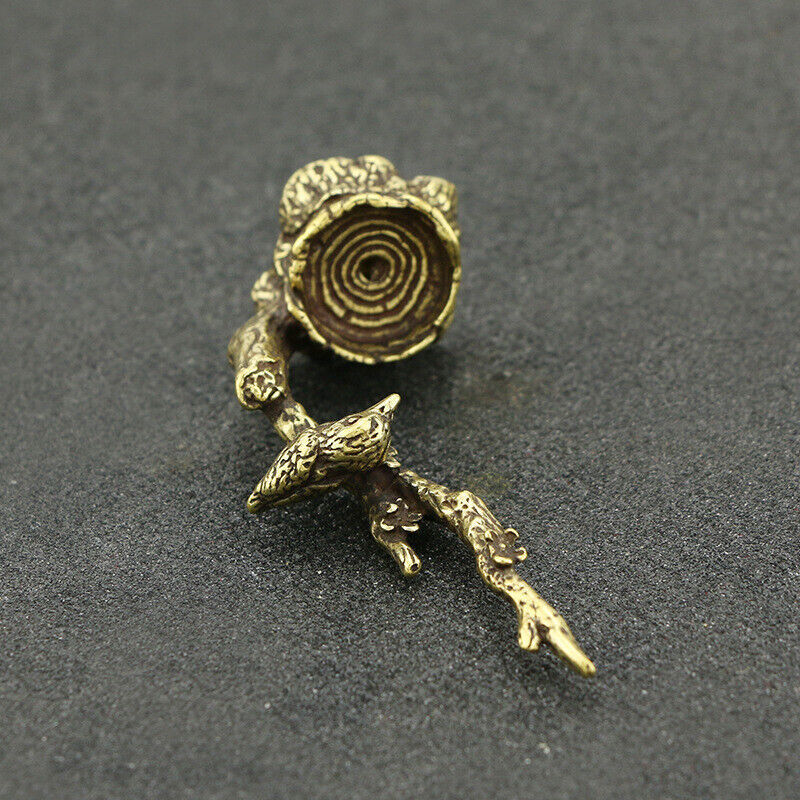 Solid Brass Cone Incense Burner Holder with Magpie Bird Home Decor Figurine