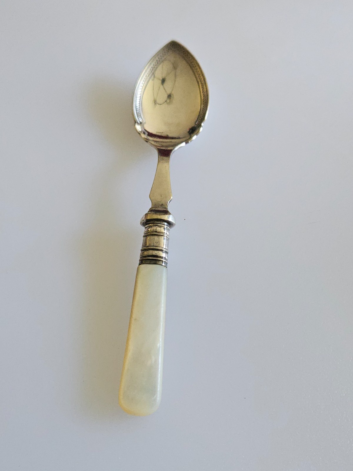 Victorian EPNS Mother Of Pearl Handle Tea/Jam spoon ISG signed gadroon edge