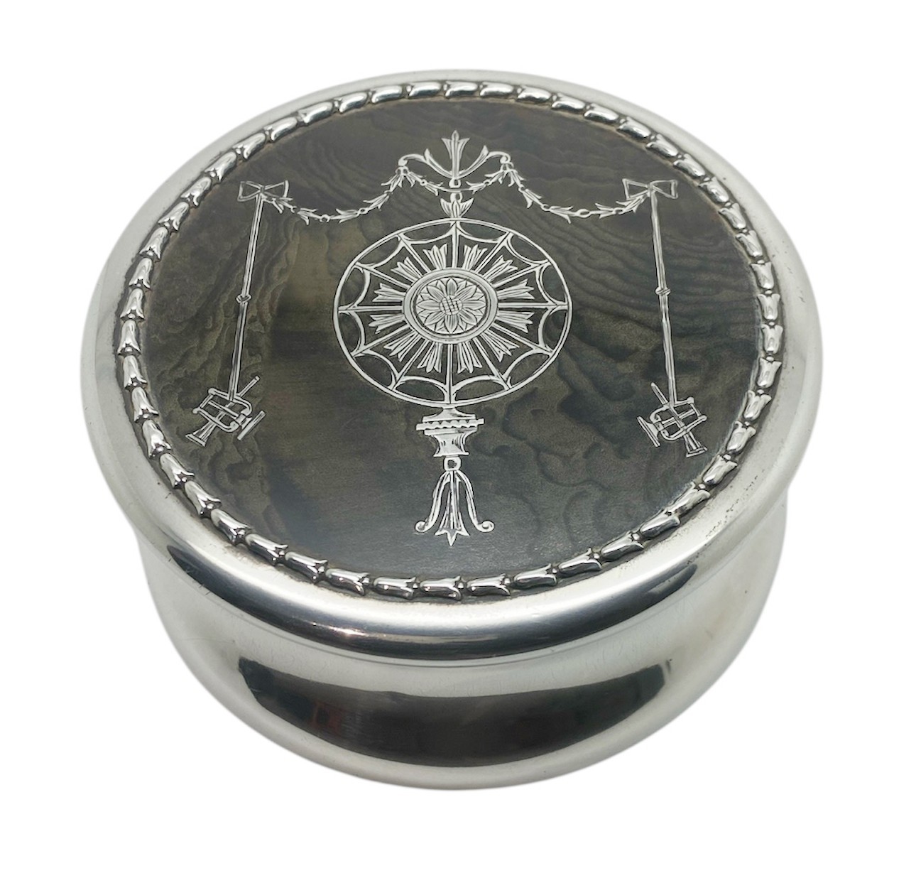 William Comyns Solid Silver Pique Inlaid lidded Pot 1859 136g