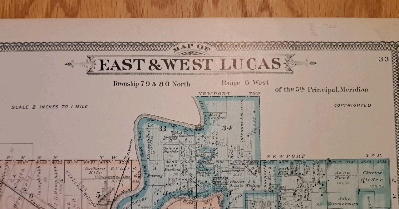 1900 Map of Iowa City IA Towships 79 & 80 East West Lucas Antique 17 x 15″ NICE