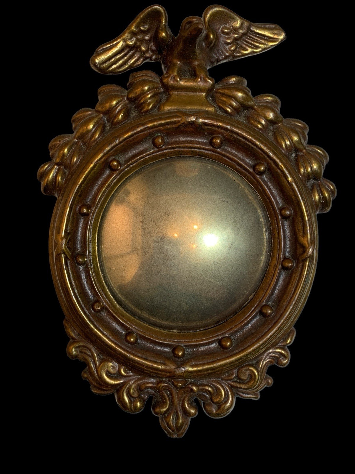 Vtg Armor Bronze Clad Federal Mercury Convex Mirror Glass Eagle Home Porthole