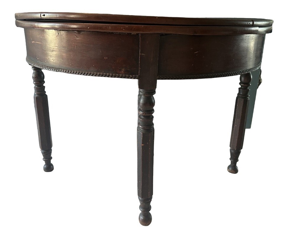 Antique 19th Century French Louis-Philippe Demi-Lune Table–Solid Walnut c. 1850