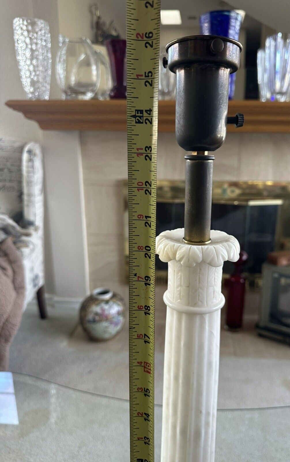ANTIQUE VTG NEO-CLASSICAL SOLID MARBLE COLUMN PILLAR 20″ LAMP 15 LBS WORKING