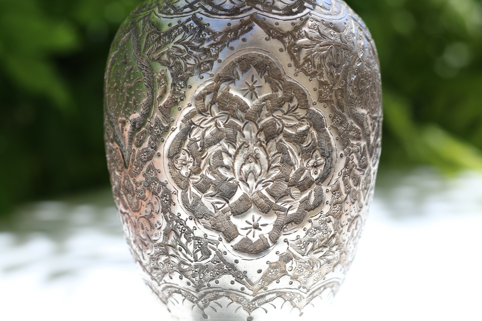 Antique class silver 84 vase handmade Needle engraving Middle Eastern