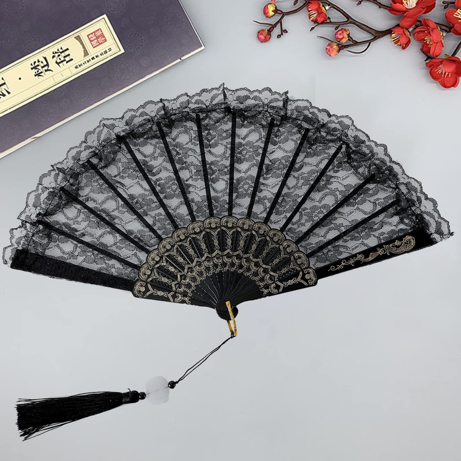 Foldable Lace Fan Handheld Chinese Vintage Style Hand Held Folding Fans for P…