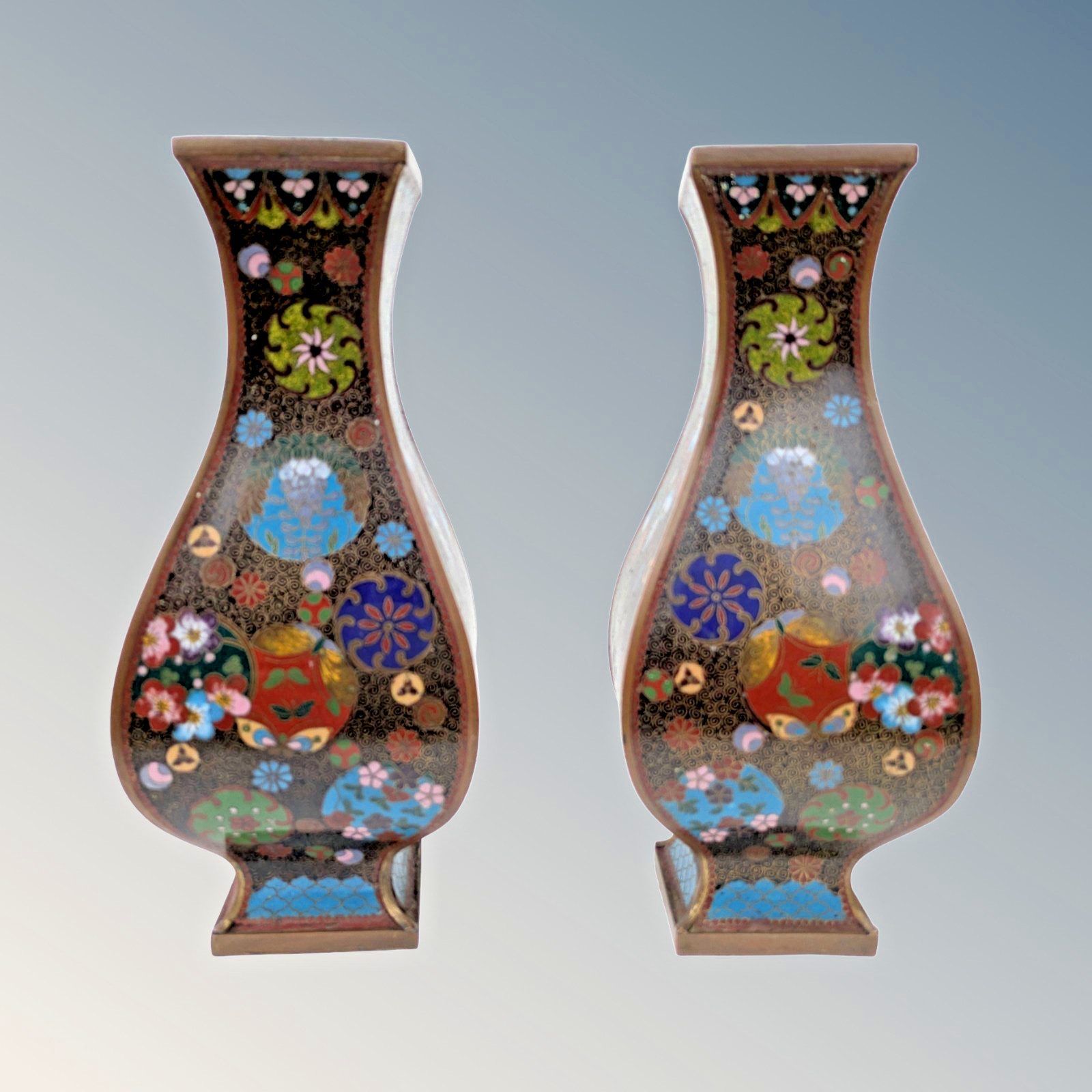 Good Quality Pair of Chinese Cloisonne Vases Qing Period