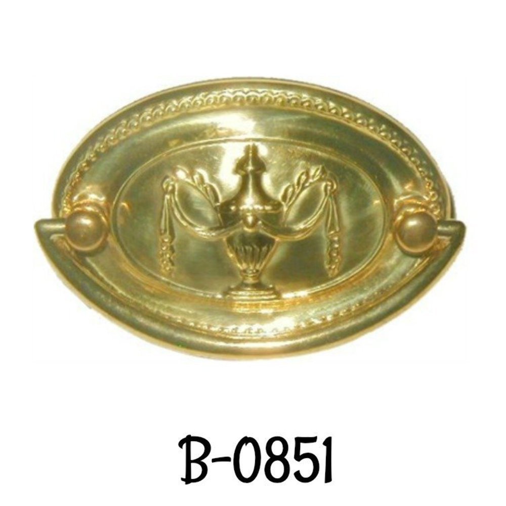 Hepplewhite-Sheraton Style Brass “Urn” Oval Drawer Pull 2 1/2″ Centers