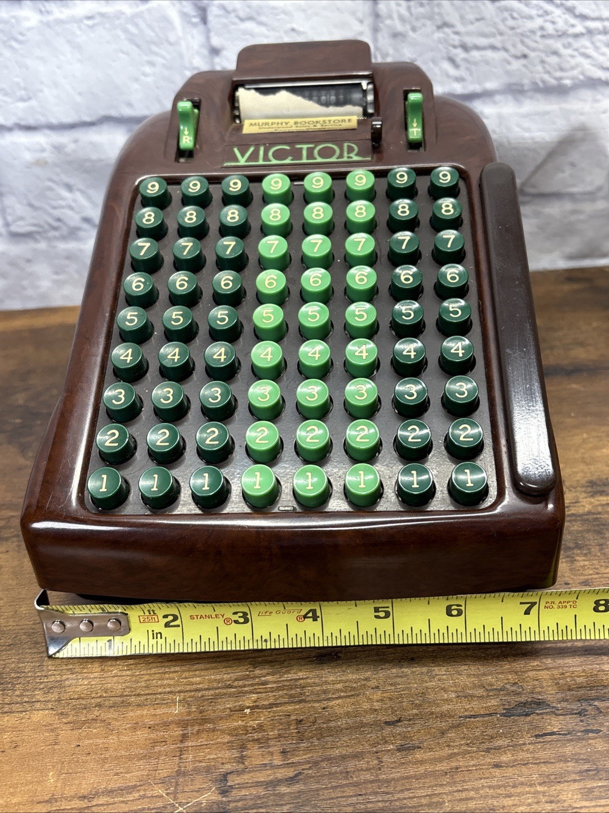 Vintage Victor Adding Machine Bakelite Jade Keys Art Deco Model W/ Cover