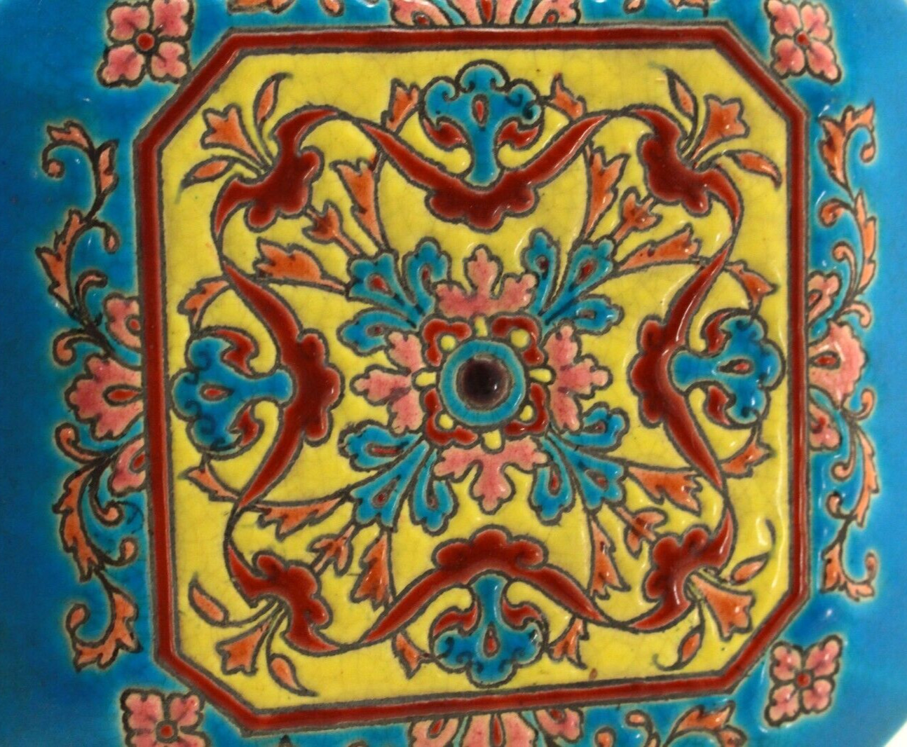 = 1920-1936 LONGWY Square Faience Box, Kenilworth Studio, France