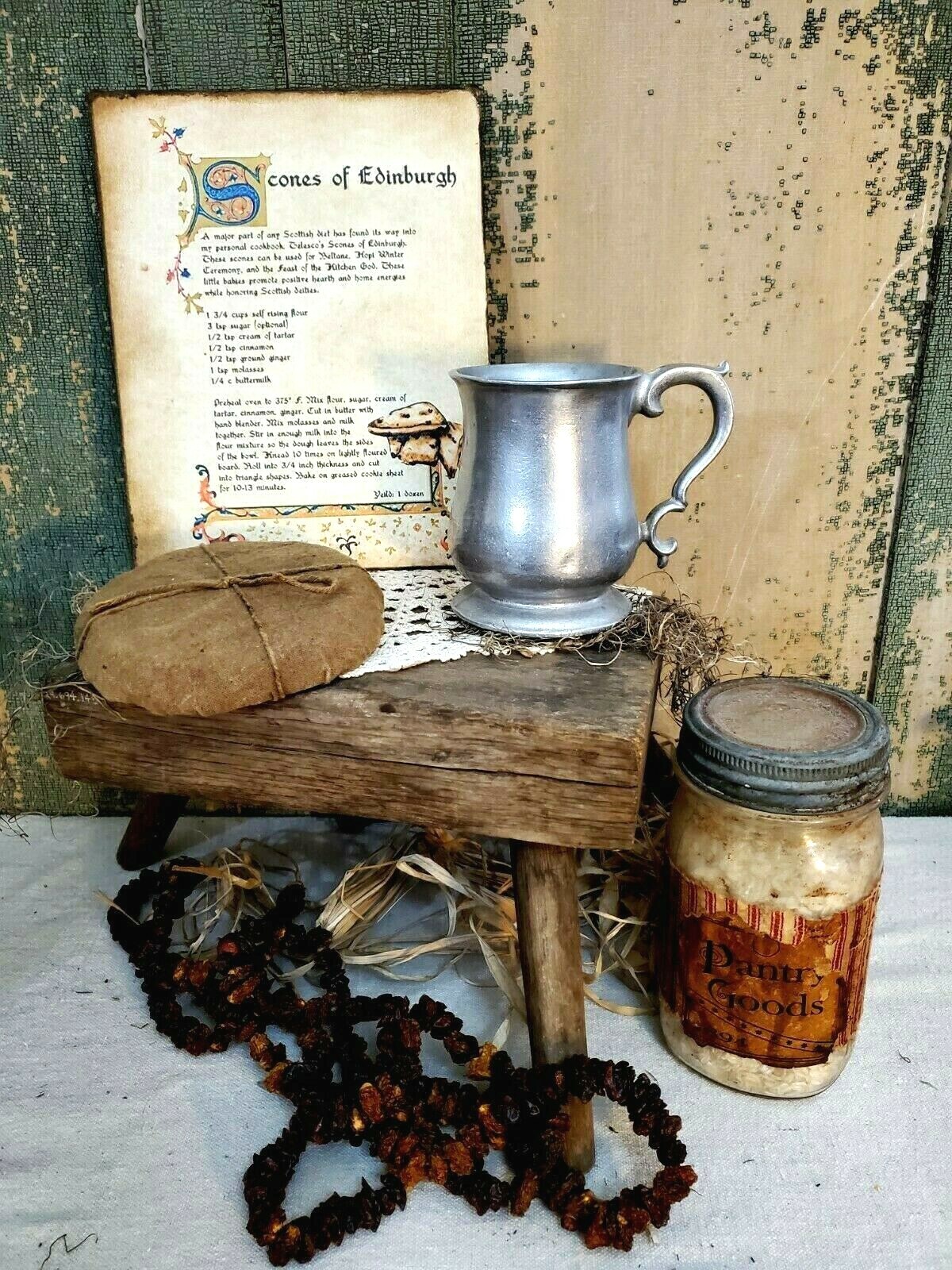 VINTAGE MEDIEVAL GOTHIC STYLE EDINBURG SCOTLAND BAKER COOK SCONE RECIPE CANVAS