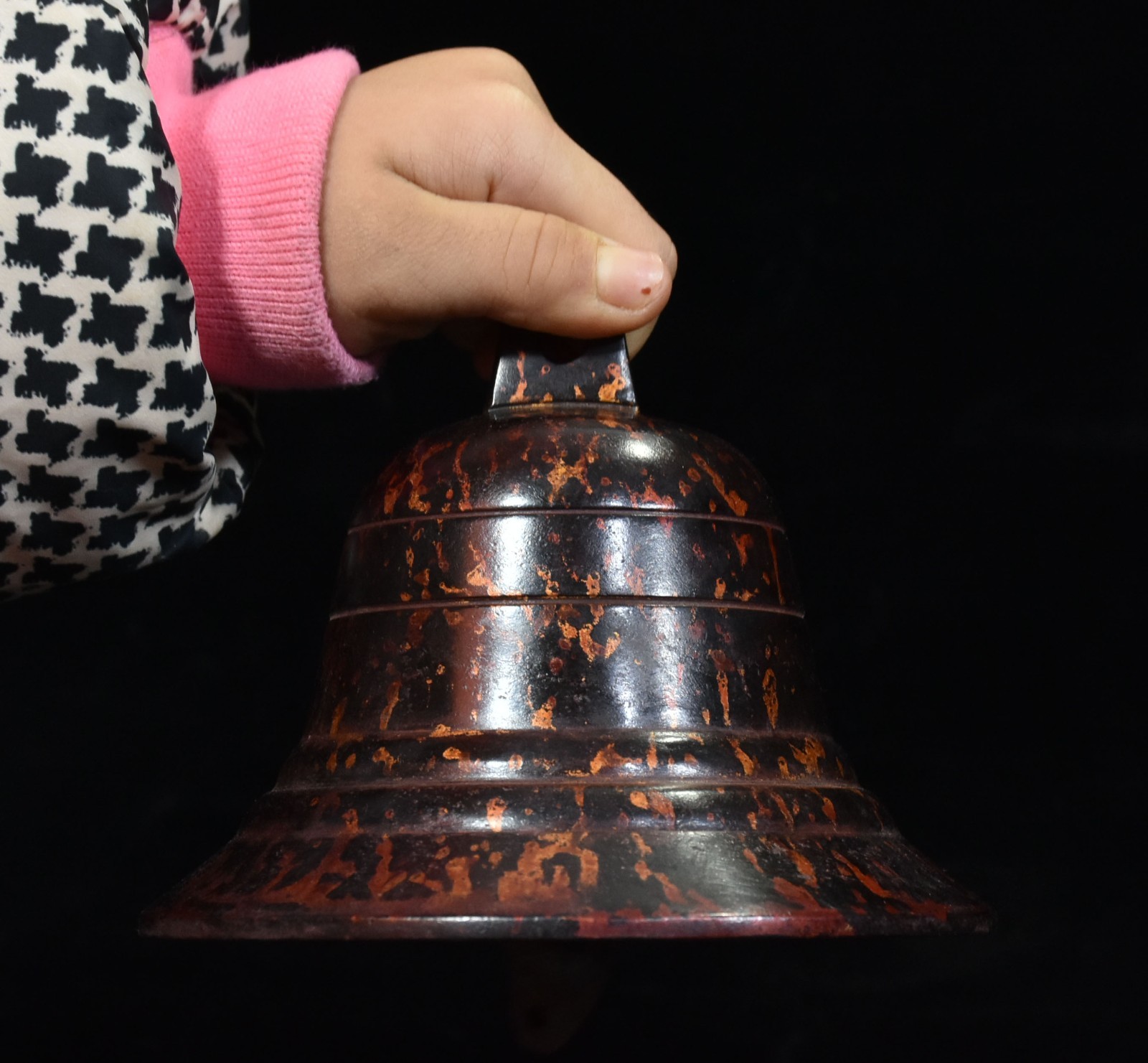 Old Antique Chinese Solid Brass Pagoda Bell-Vintage Temple Wind Chime, Patinated