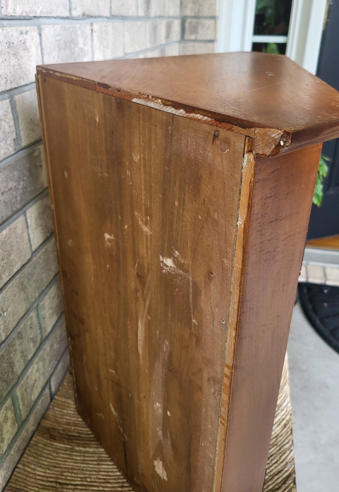 Vintage hanging corner cabinet Solid Wood Mahogany beveled mirror door Art Deco