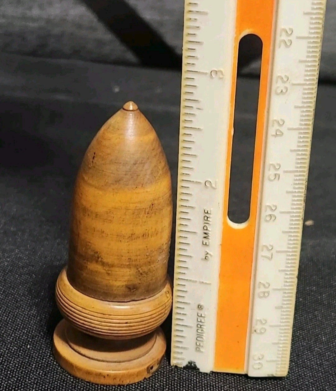Antique Treen Turned Wood Acorn Thimble Case Holder Carved
