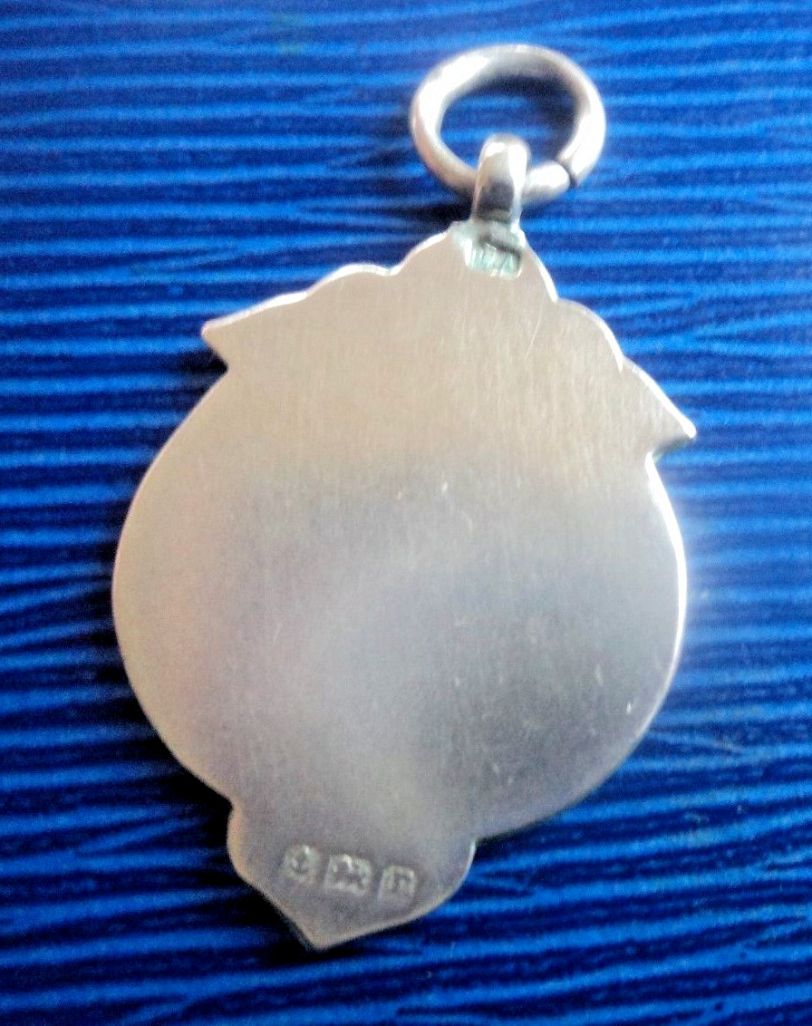 Silver Enamel Football Medal Fob Antique Sterling hallmark 1916 William Adams