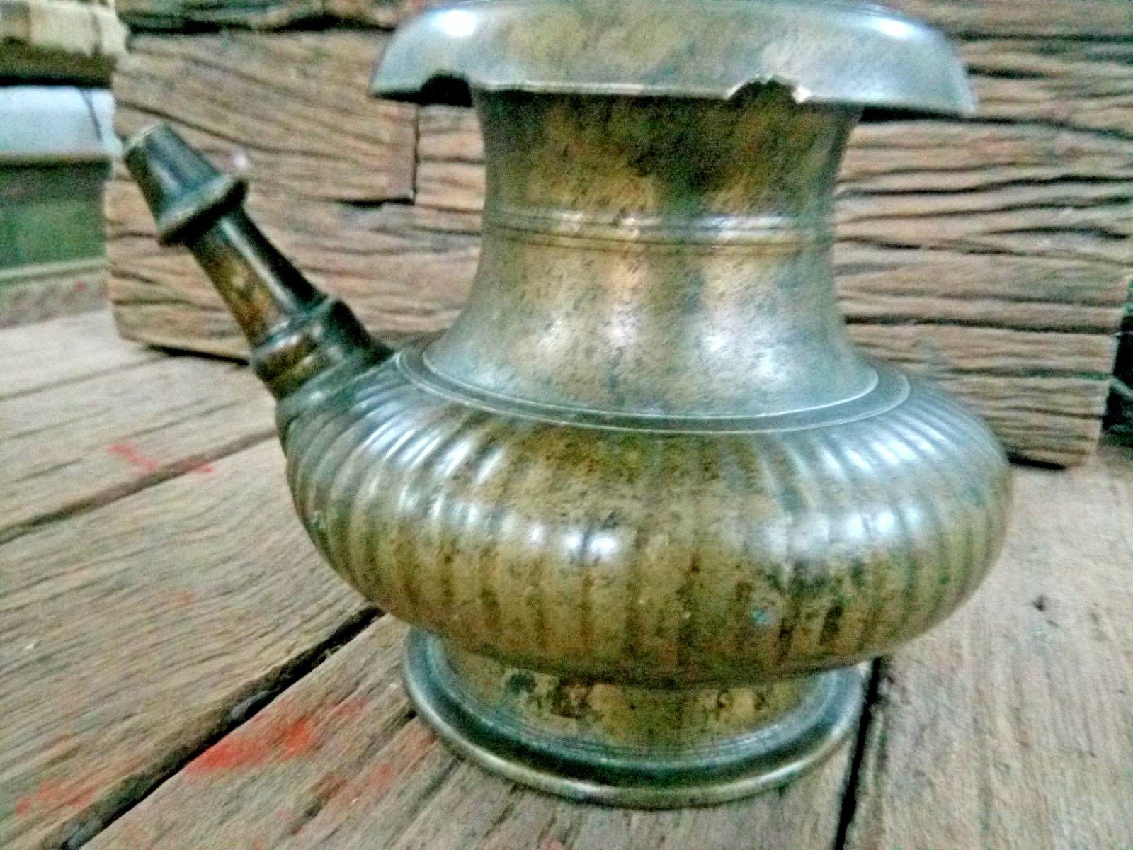 Old antique Solid Fine Brass Unique Ritual Holy Water Pot /Ewer