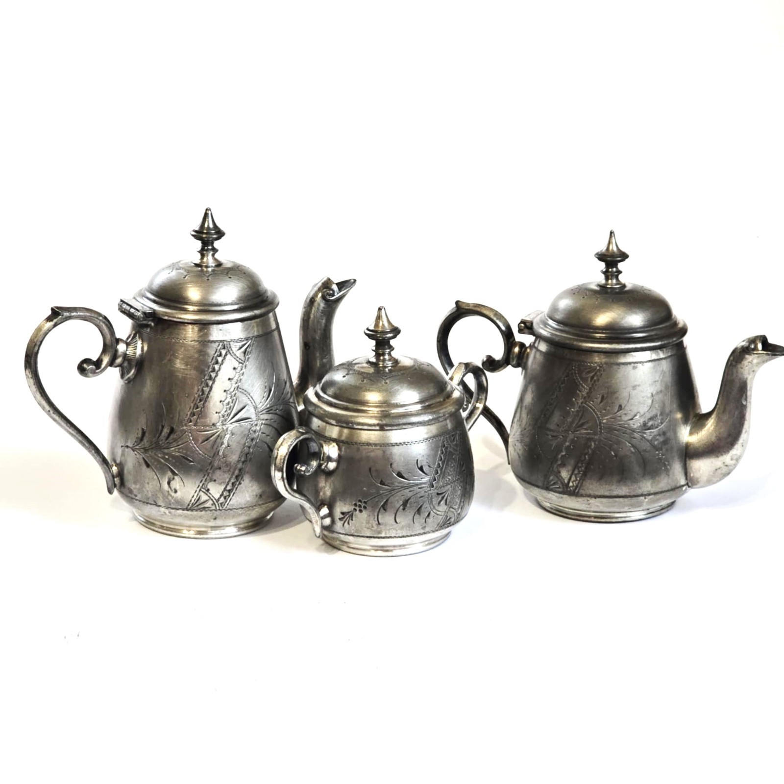 WMFB Silver Plated Set 1900s German Coffee Pot Teapot Sugar Bowl Swan Spout