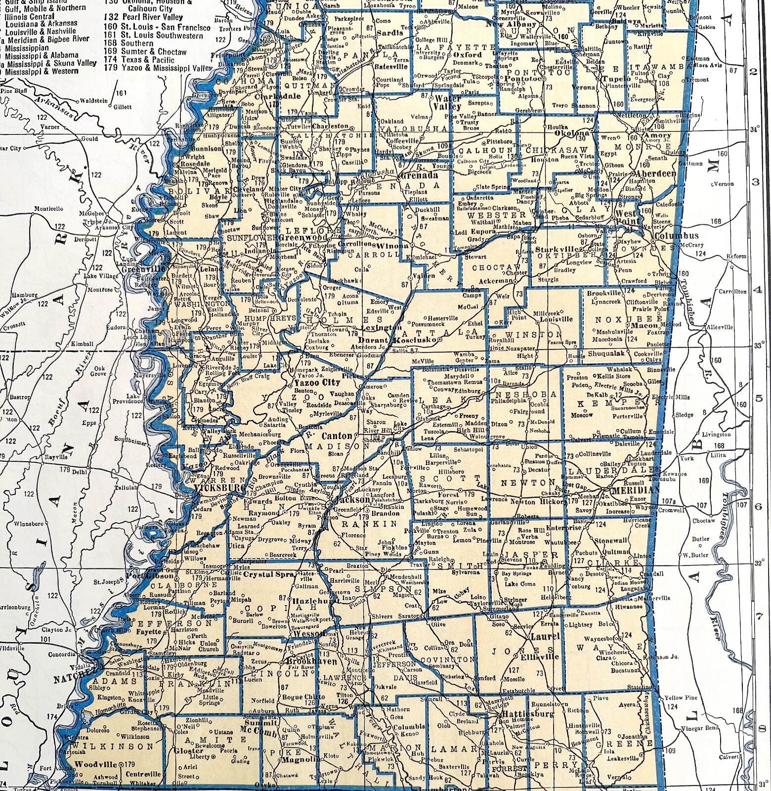 Map Mississippi 1938 United States Print Atlas Antique Southern DWU7