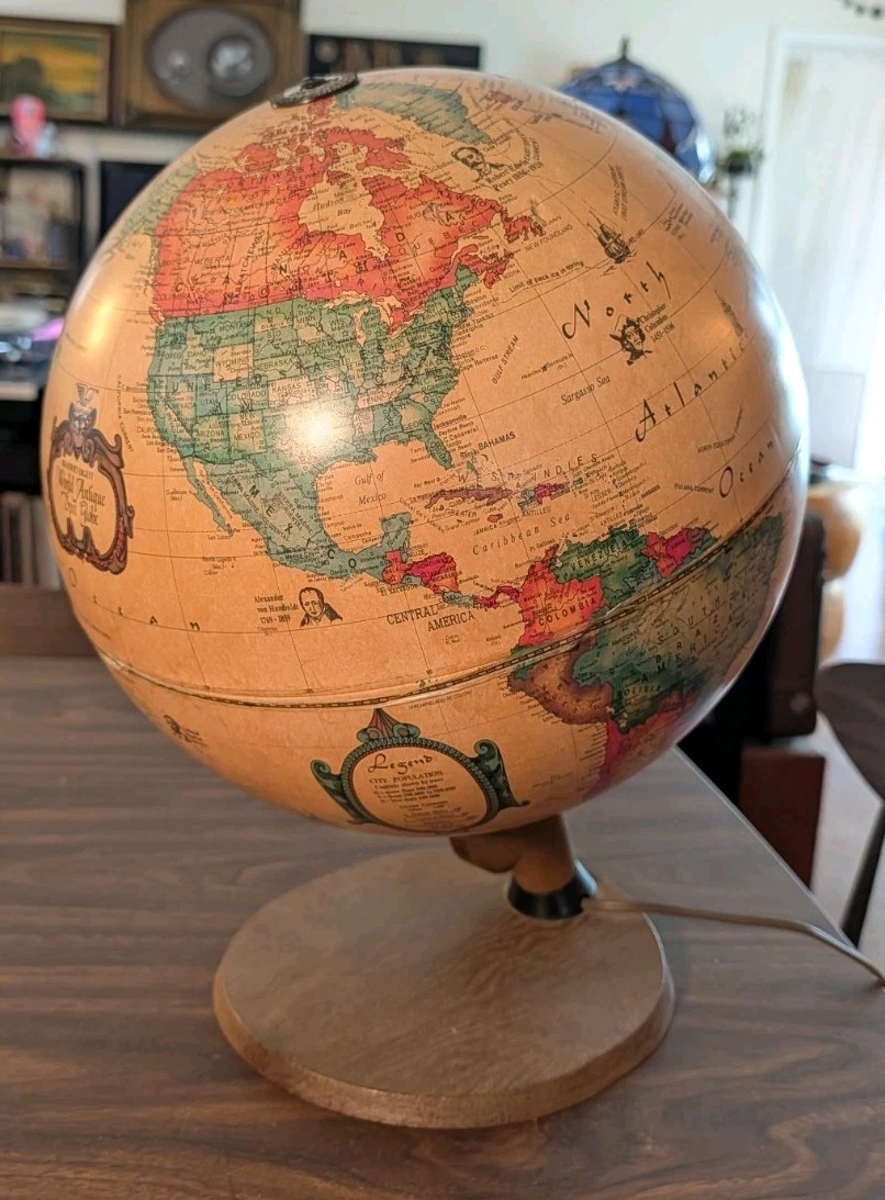 Vtg Scan Globe 80s Illuminated World Globe Reader’s Digest Antique Style Lamp