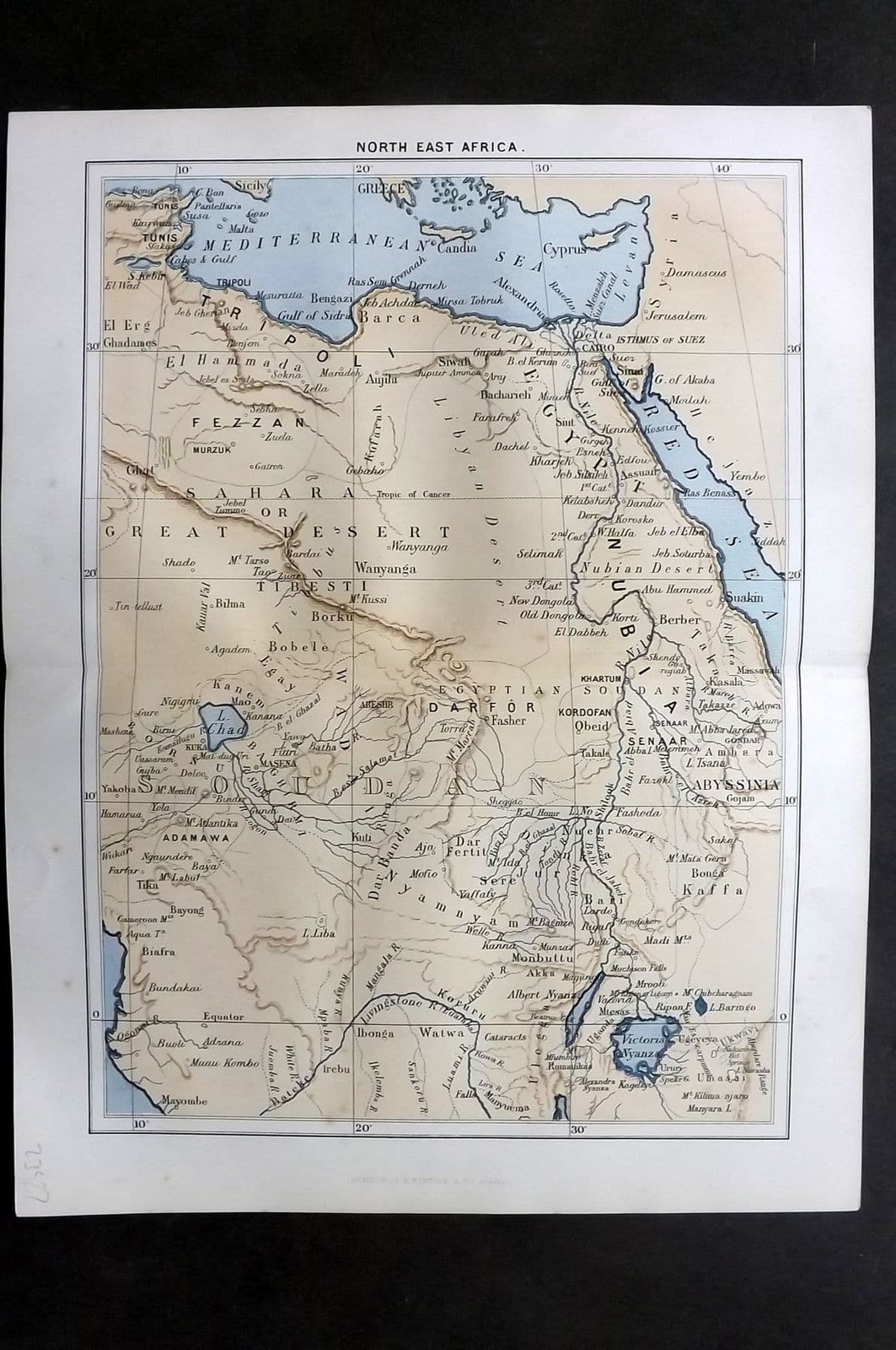 Reclus C1880 Antique Map. North East Africa