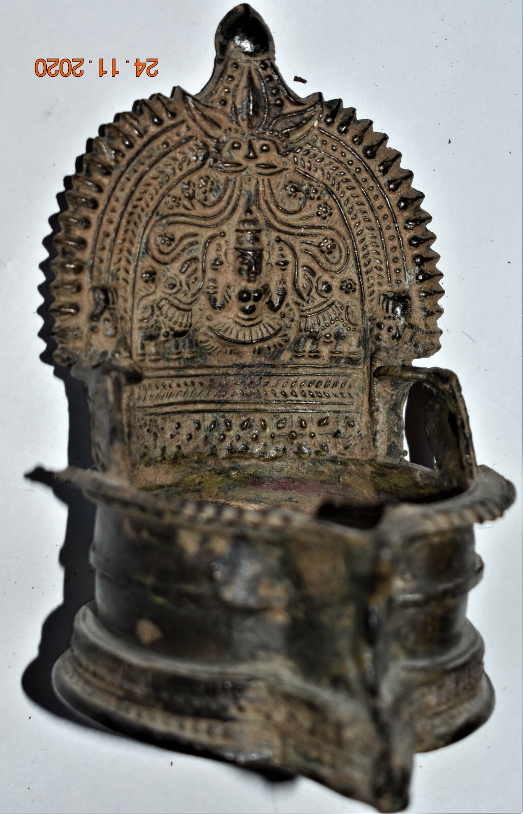 ORIG $699 NEPAL SHAMAN BRONZE OIL LAMP 6″ EARLY 1900S prov