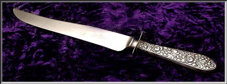 Vtg Westall Richardson Sterling Repousse Floral Pattern Handle Carving Knife