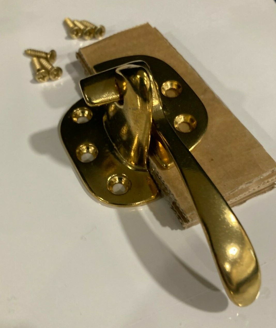 Right Door Lever Latch & Catch – Ice Box Furniture -Brass Finish 3/8″ Offset NEW