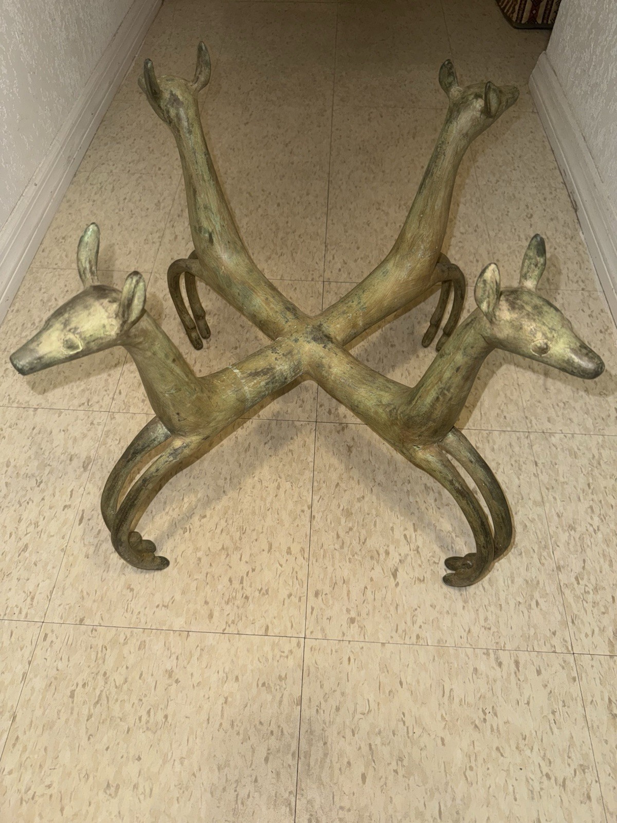 RARE EXQUISITE DEER FORM COFFEE TABLE IN ARMAND-ALBERT RATEAU STYLE