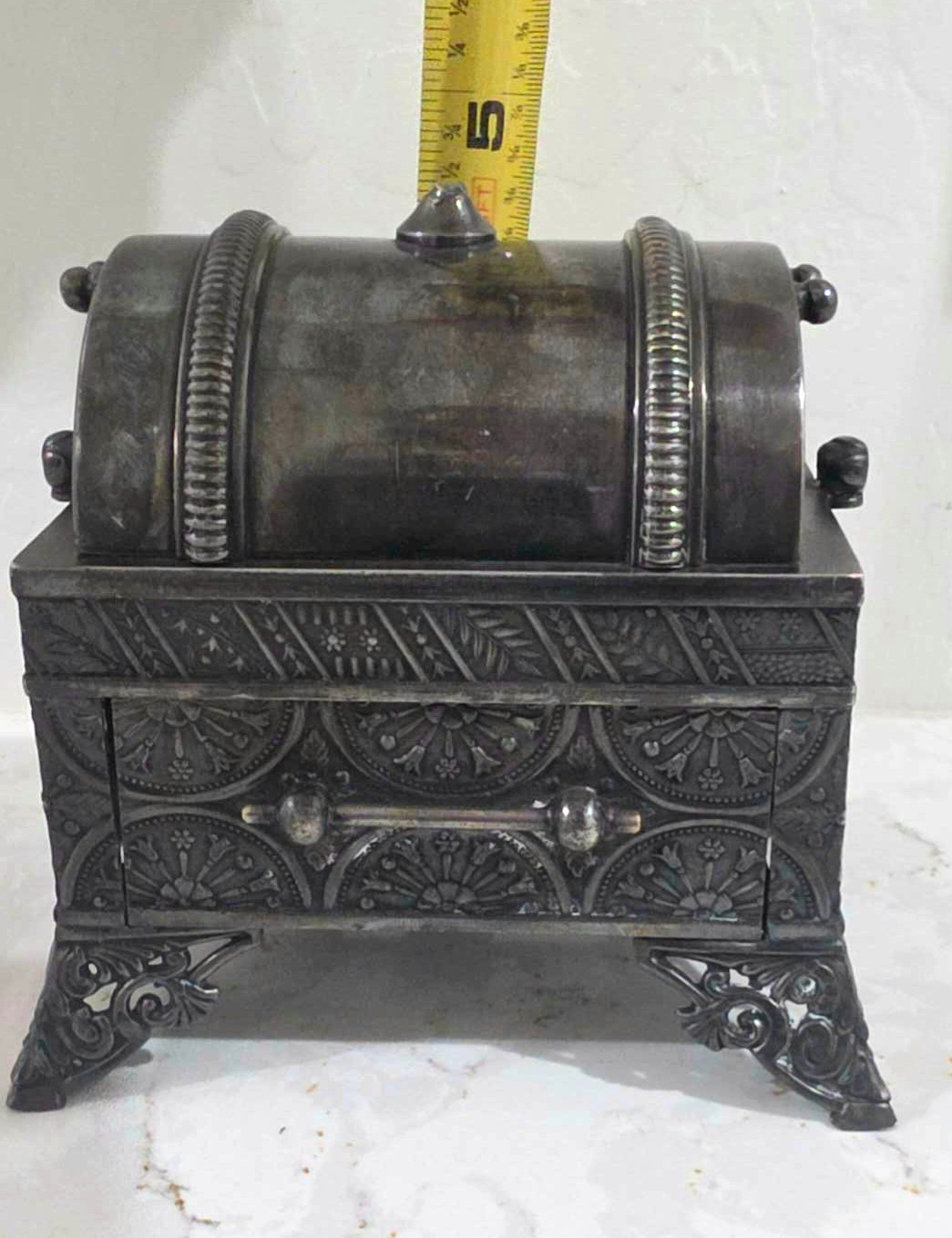 Antique Western Silver Co. Quadruple Plate Jewelry Casket Trinket Box #210