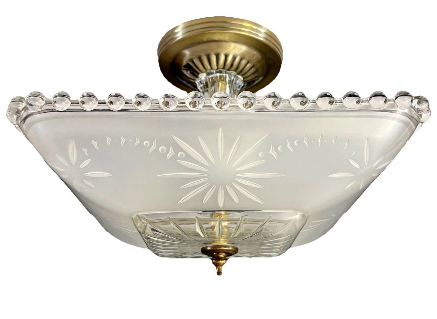 Antique/Vintage 1930s-1940s Art Deco Nouveau Frosted Bubble Glass Light Fixture