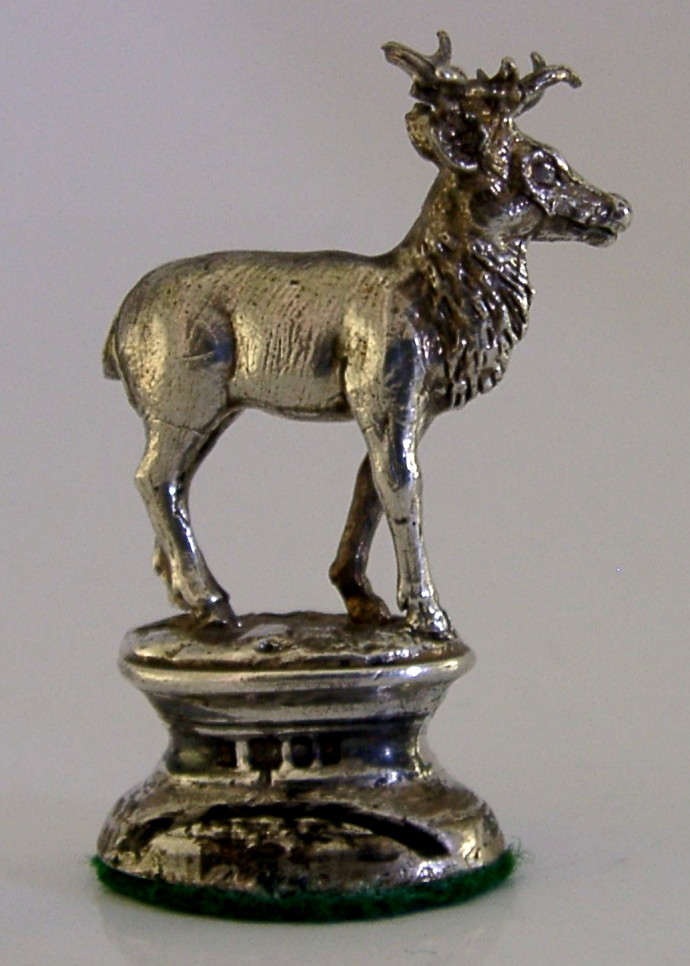 ENGLISH SOLID STERLING SILVER STAG DEER MENU HOLDER 1982 SHOOTING ANIMAL