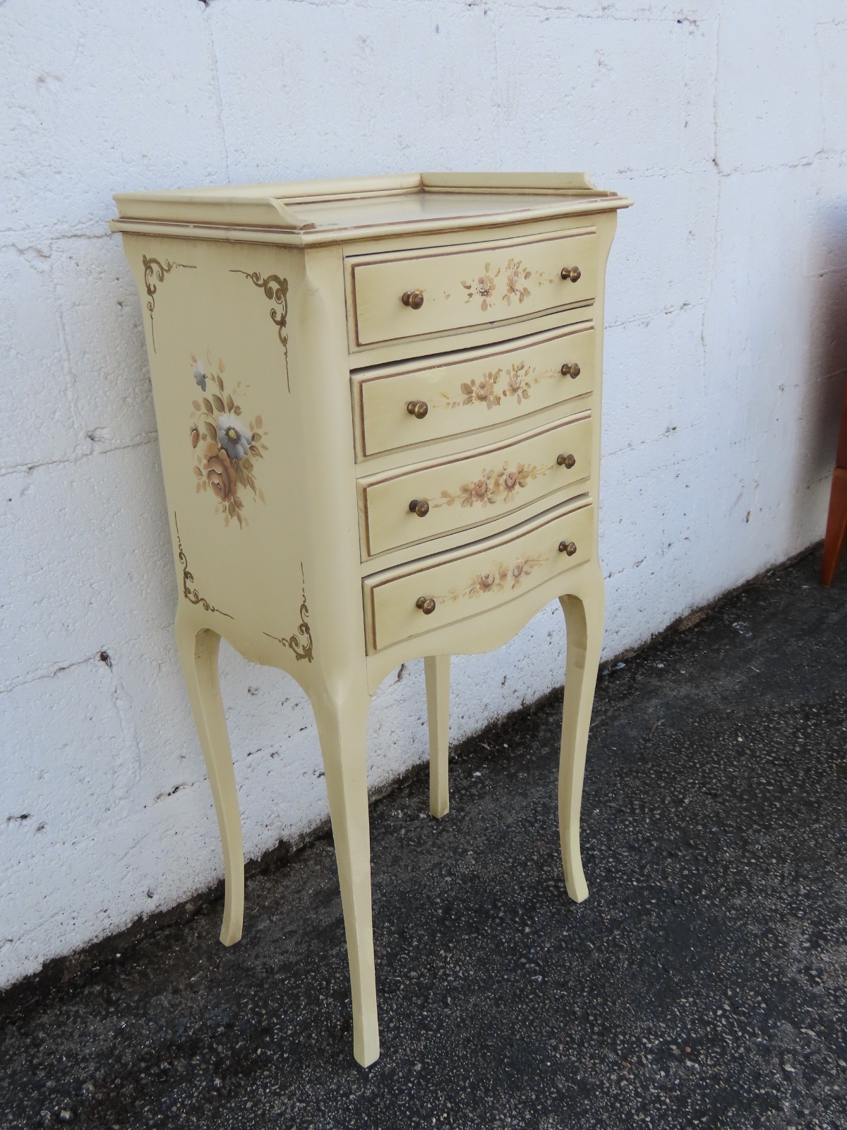 French Shabby Chic Painted Tall Narrow Nightstand Side End Table 6327