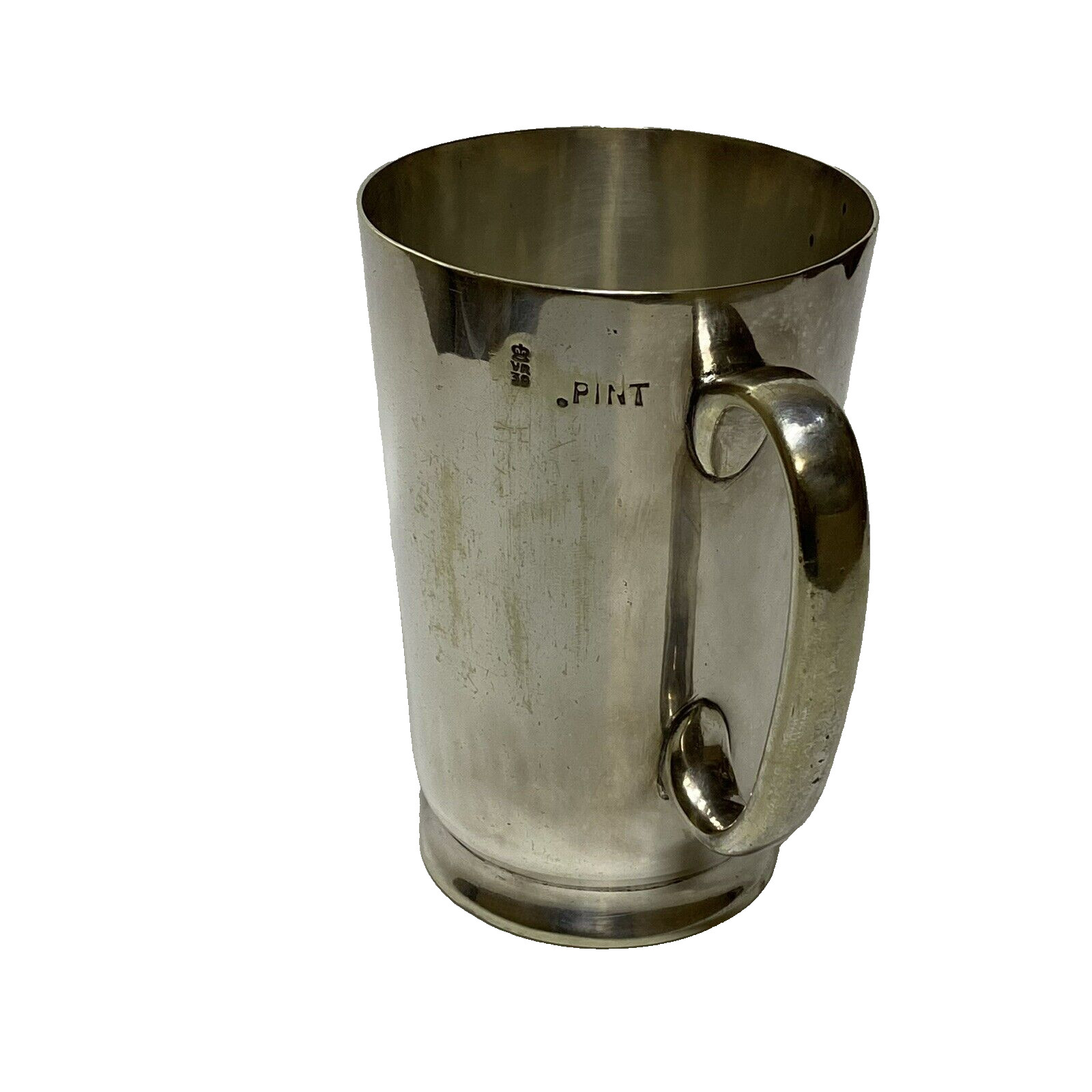 English Silver Plate Pint 5 1/2″ H Circa 1837-1901 Queen Victoria Reign Monogram
