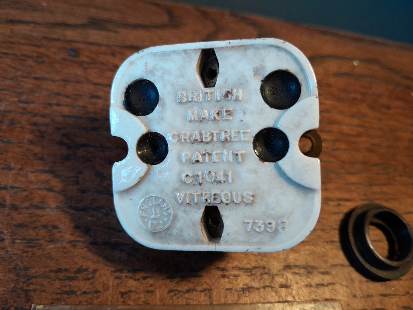 VINTAGE CRABTREE LIGHT SWITCH BRASS & VITREOUS SINGLE ART NOUVEAU ORIGINAL