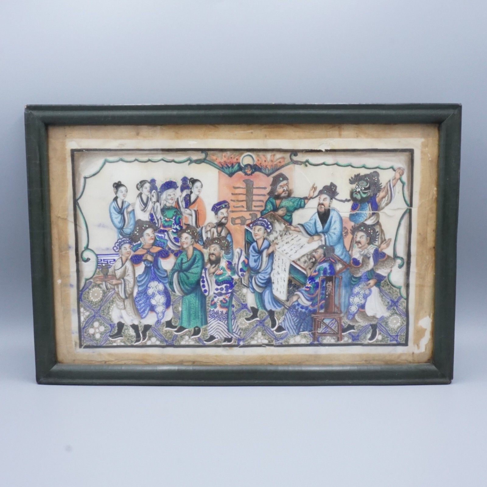 19th Century Chinese Pith Painting Rice Paper Framed
