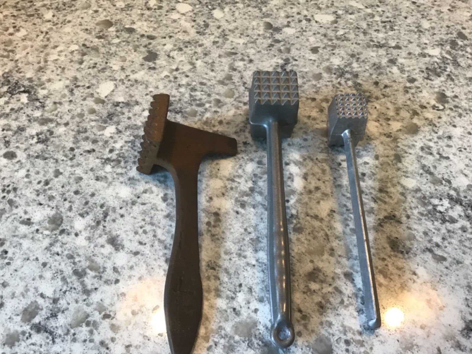 Primitive Cast Iron Meat Tenderizer Ice Chisel Hammer + 2 Aluminum Tenderizers