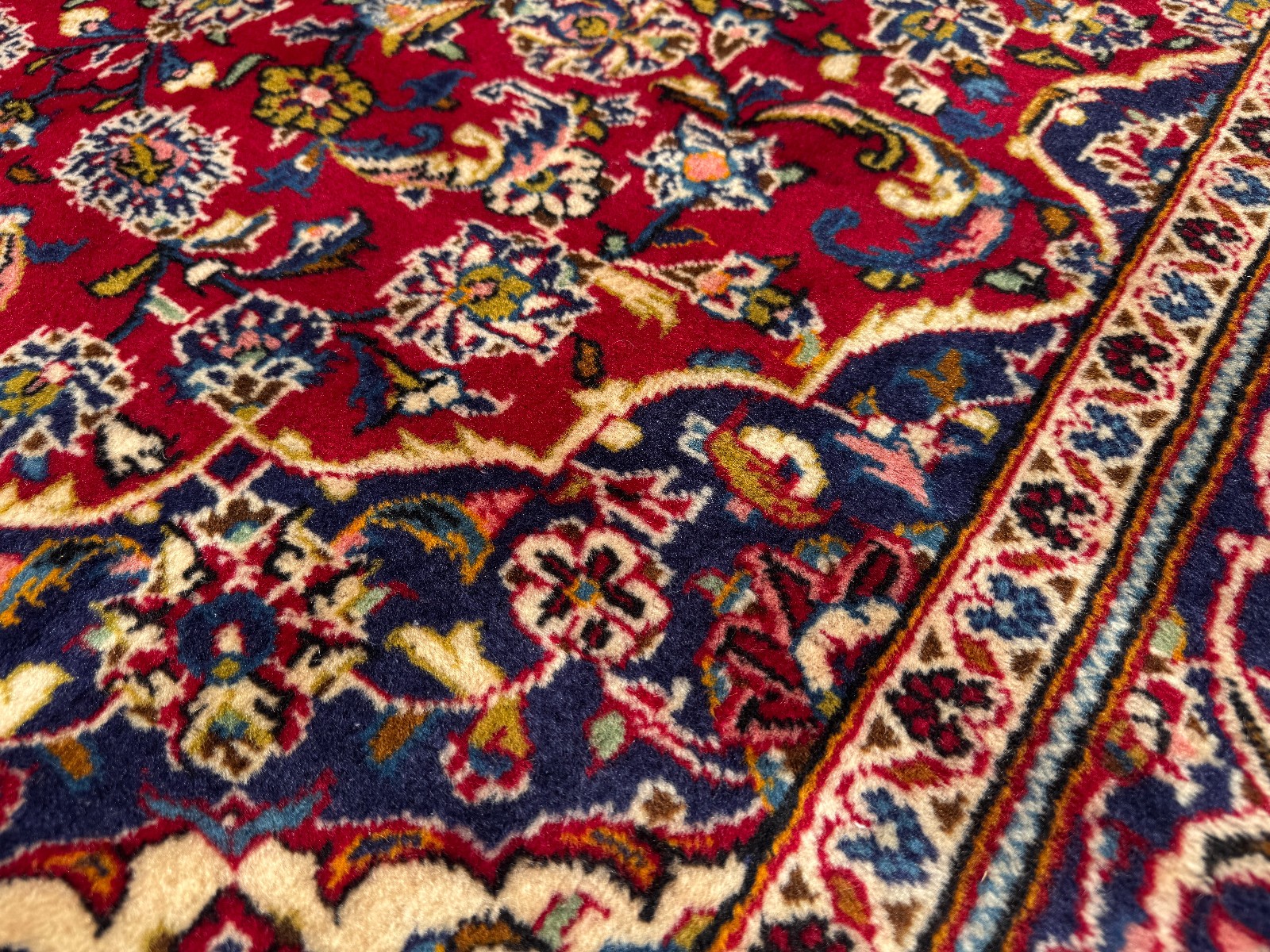 5×8 RED VINTAGE ORIENTAL RUG hand-knotted fine handmade small navy blue wool 5×7