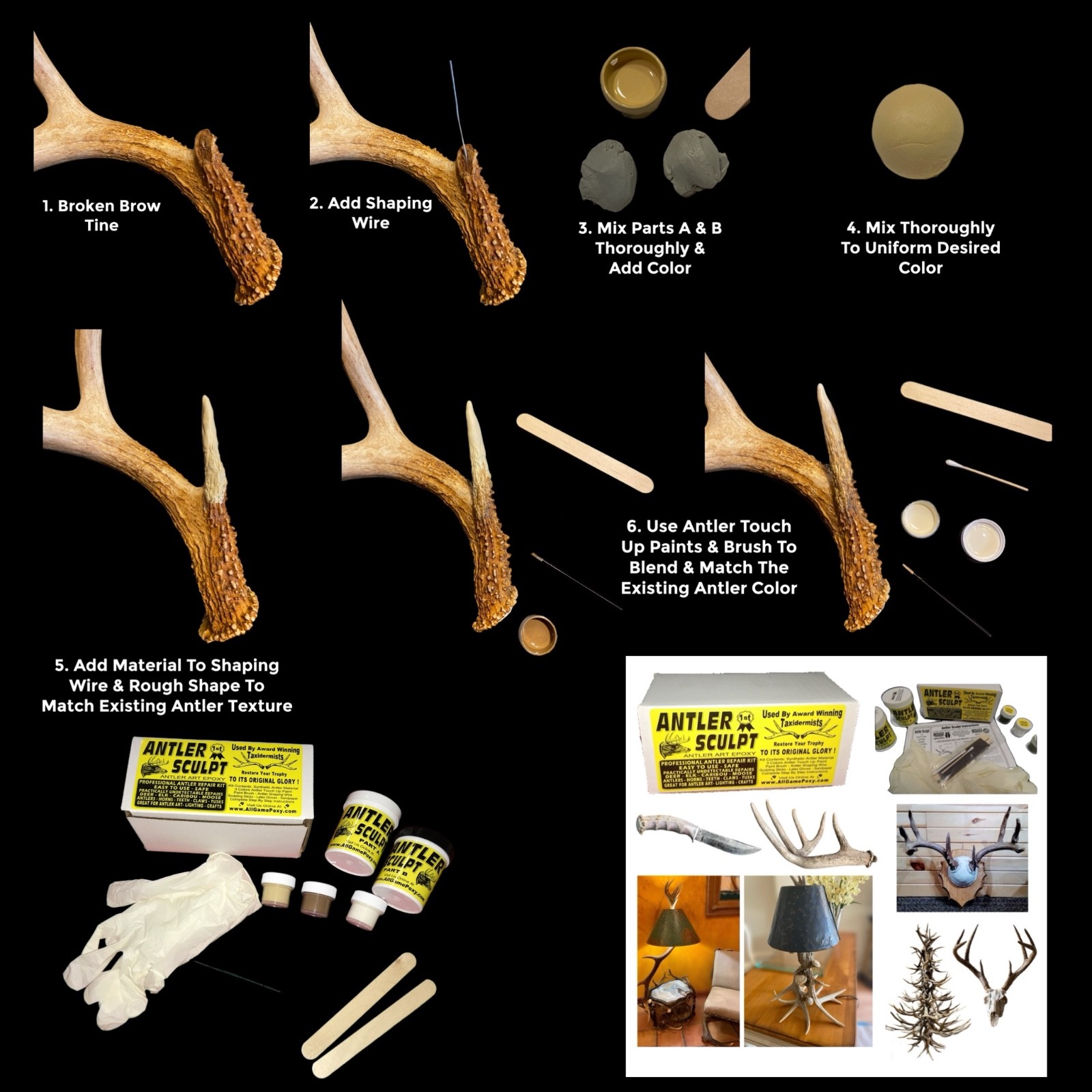 ANTLER ART Kit Deer Elk Horns Skulls FIX ANTLER LIGHTING ART CRAFT JEWELRY MORE