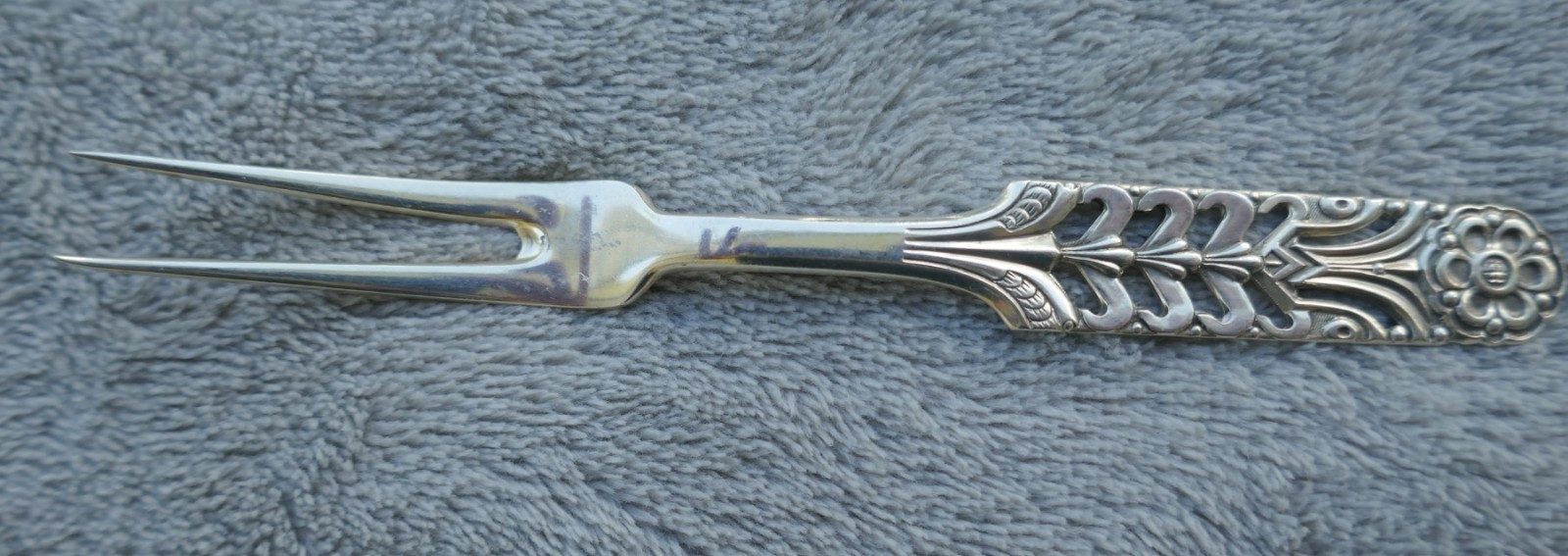 Antique Solid Silver Open Pierced Pickle Fork Hallmarked “830 S” 18 Grams