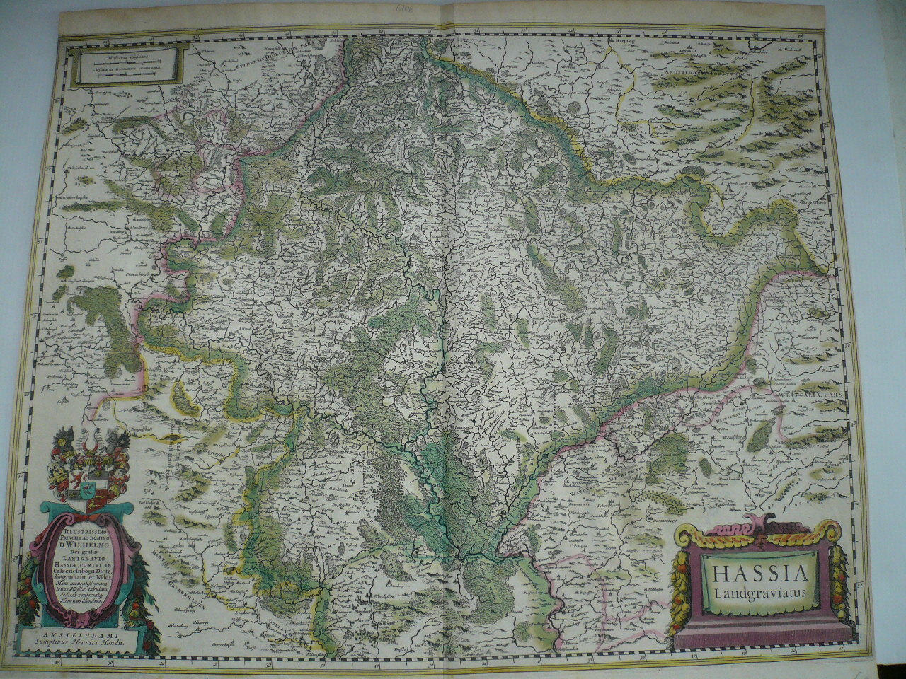 Hassia Landgraviatus, anno 1626, Hondius, engl. Text ORIGINAL OLD COLOURES